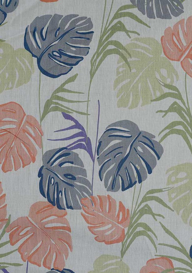 Multicolor Cotton Leaf Printed Dress - Indya