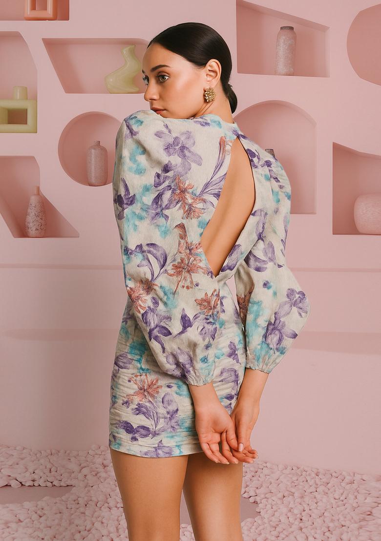 Multicolor Cotton Floral Printed Dress - Indya