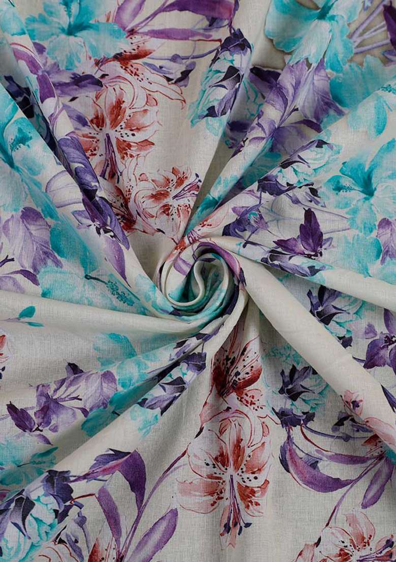 Multicolor Cotton Dress with Floral Printed for Diwali | Wedding & Festive Wear - Indya