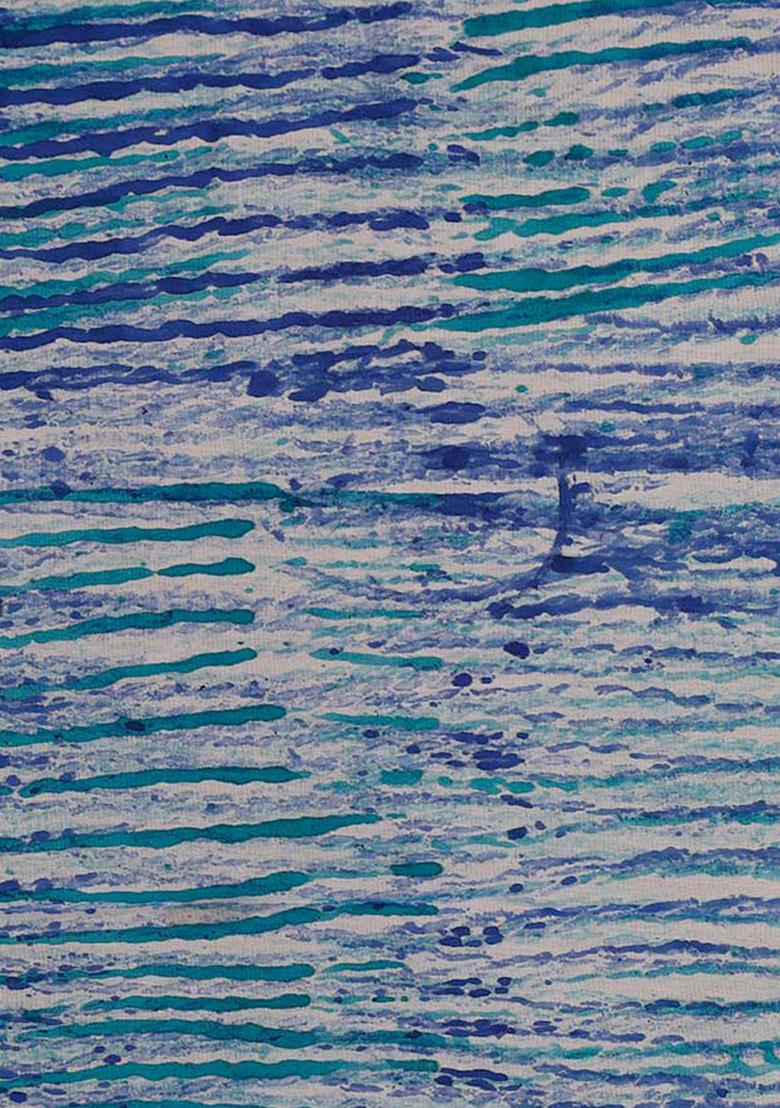 Blue Cotton Abstract Printed Dress - Indya