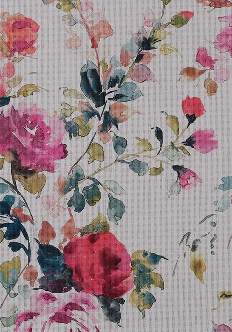 Off White Cotton Floral Printed Dress