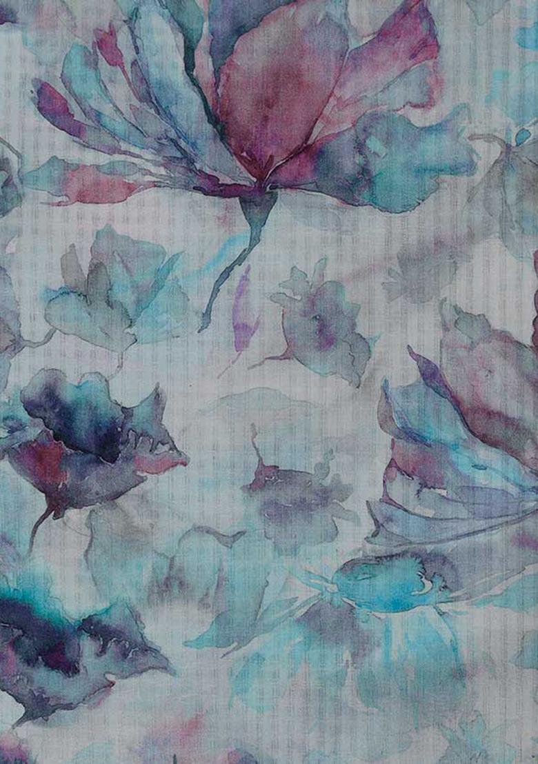 Blue Cotton Floral Printed Dress - Indya