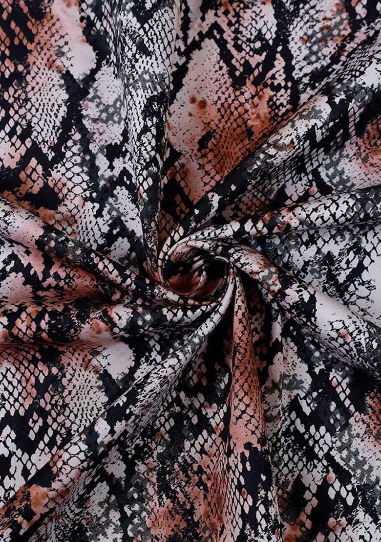 Multicolor Cotton Satin Abstract Printed Dress - Indya
