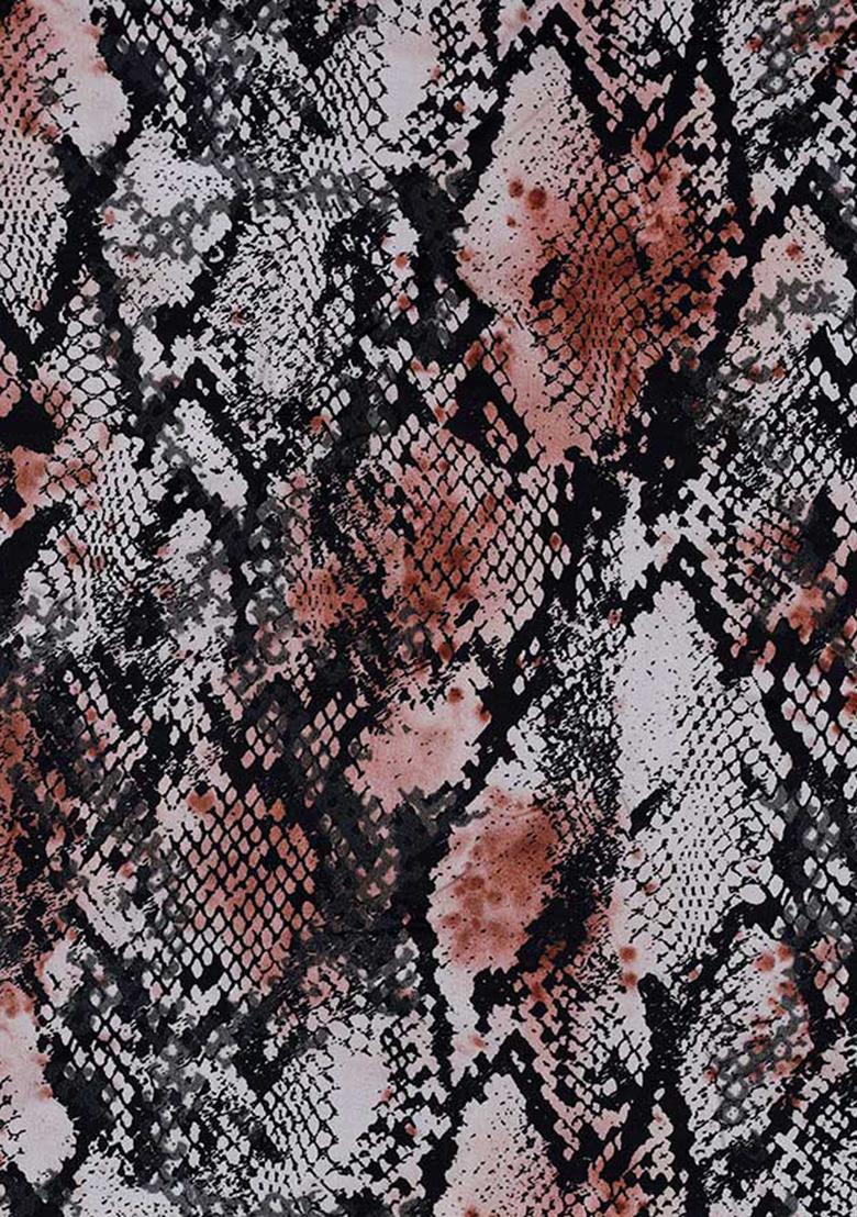 Multicolor Cotton Satin Abstract Printed Dress - Indya