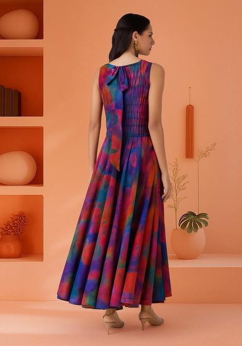 Multicolor Color Abstract Printed Dress