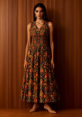 Multicolor Poplin Floral Printed Dress