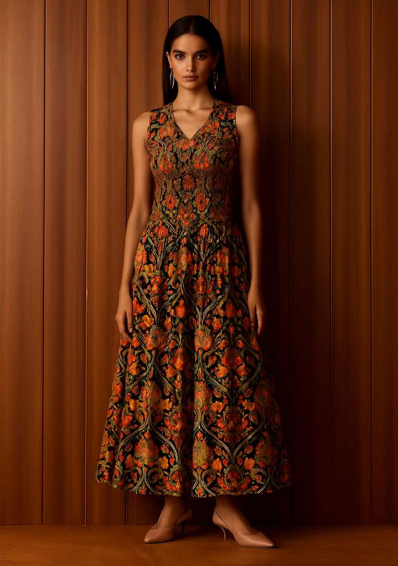 Multicolor Poplin Floral Printed Dress - Indya