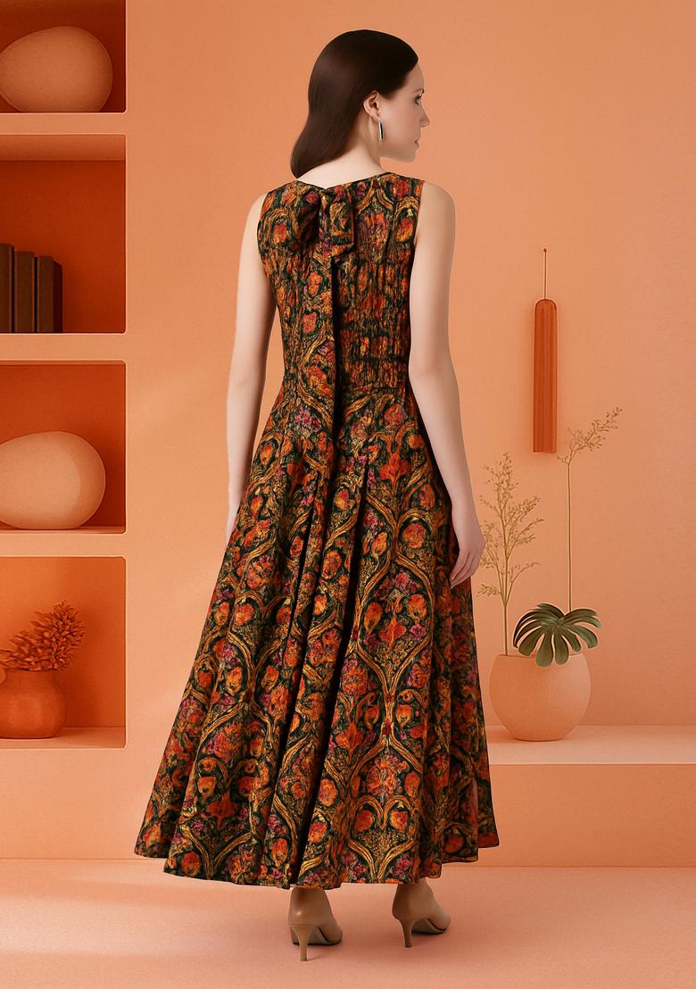Multicolor Poplin Floral Printed Dress - Indya