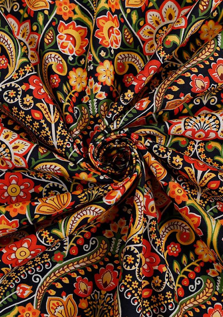 Multicolor Poplin Floral Printed Dress - Indya