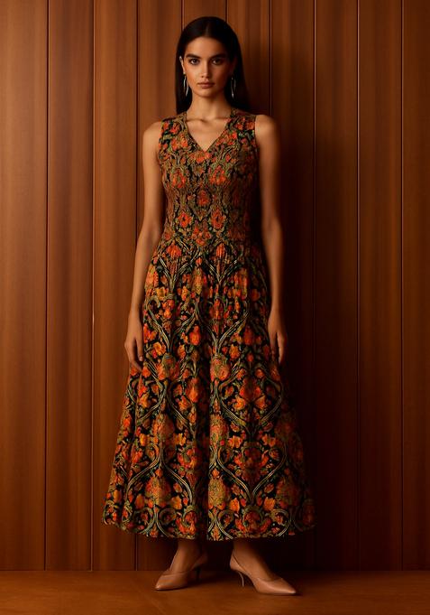 Multicolor Poplin Floral Printed Dress