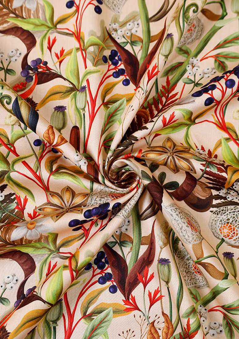 Multicolor Cotton Floral Printed Dress for Diwali and Festive Wear - Indya
