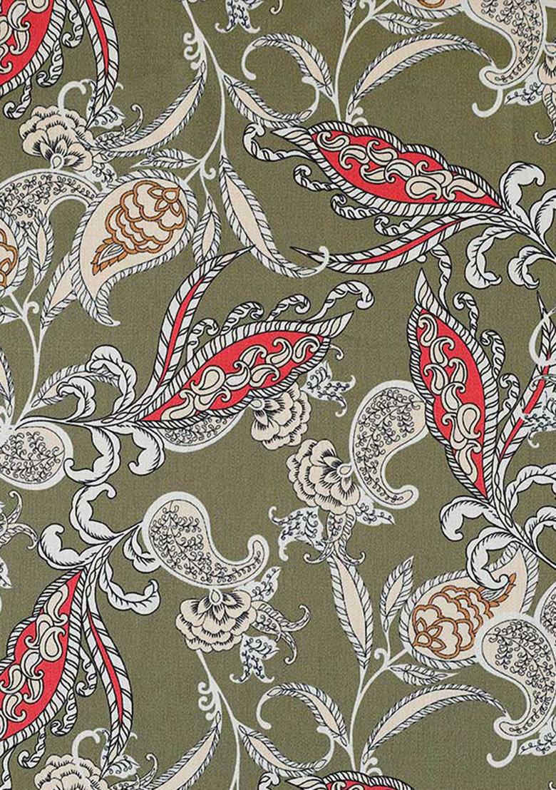 Green Cotton Floral Printed Dress