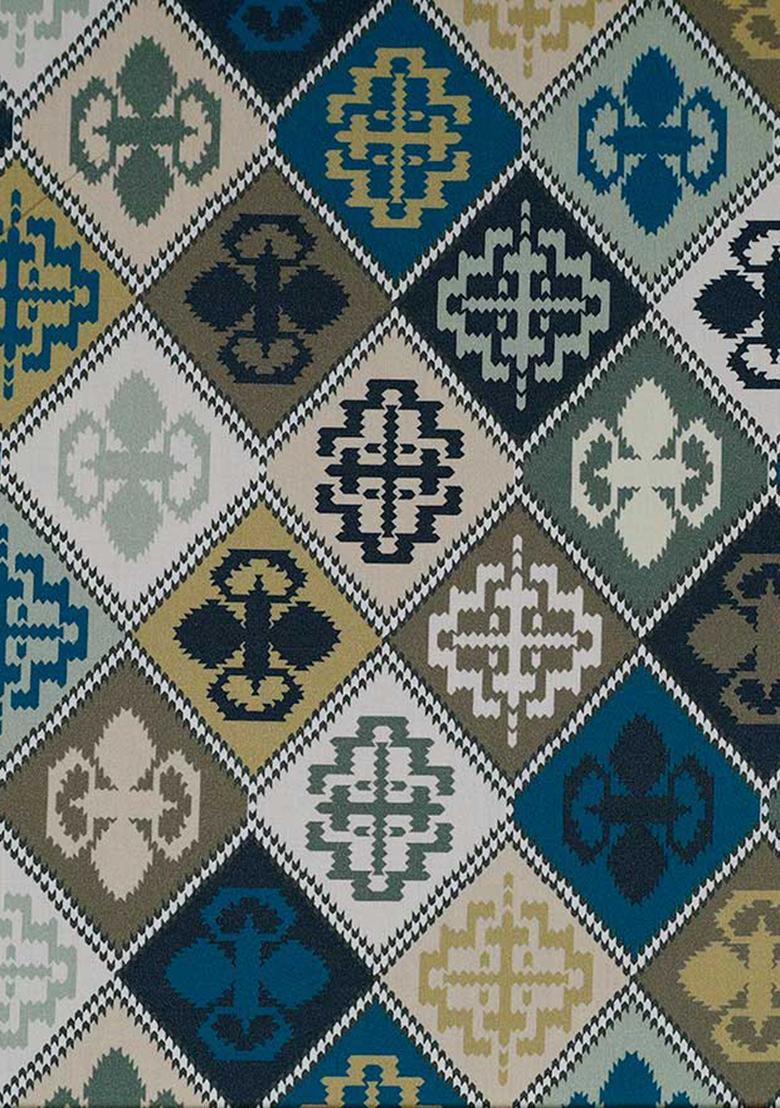 Blue Poplin Ikat Printed Dress - Indya