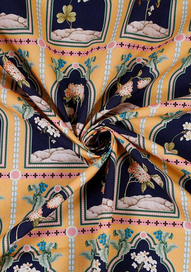 Yellow Poplin Figure Printed Dress - Indya