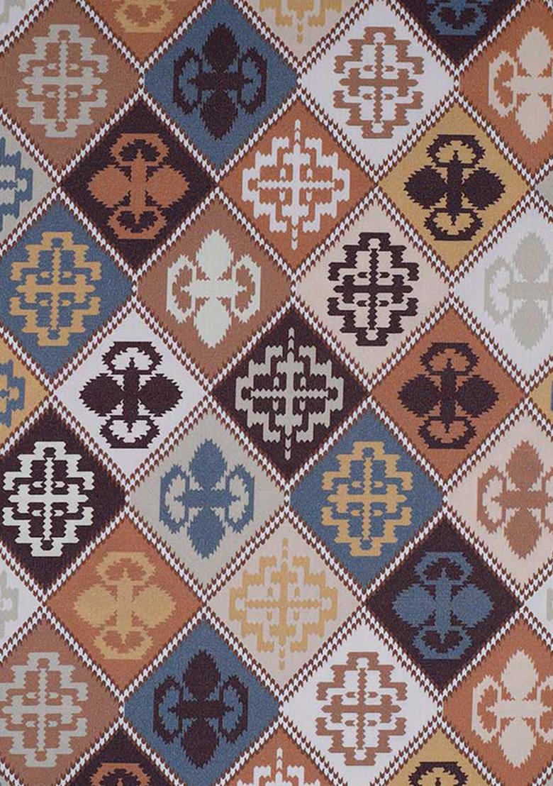 Brown Poplin Ikat Printed Dress - Indya