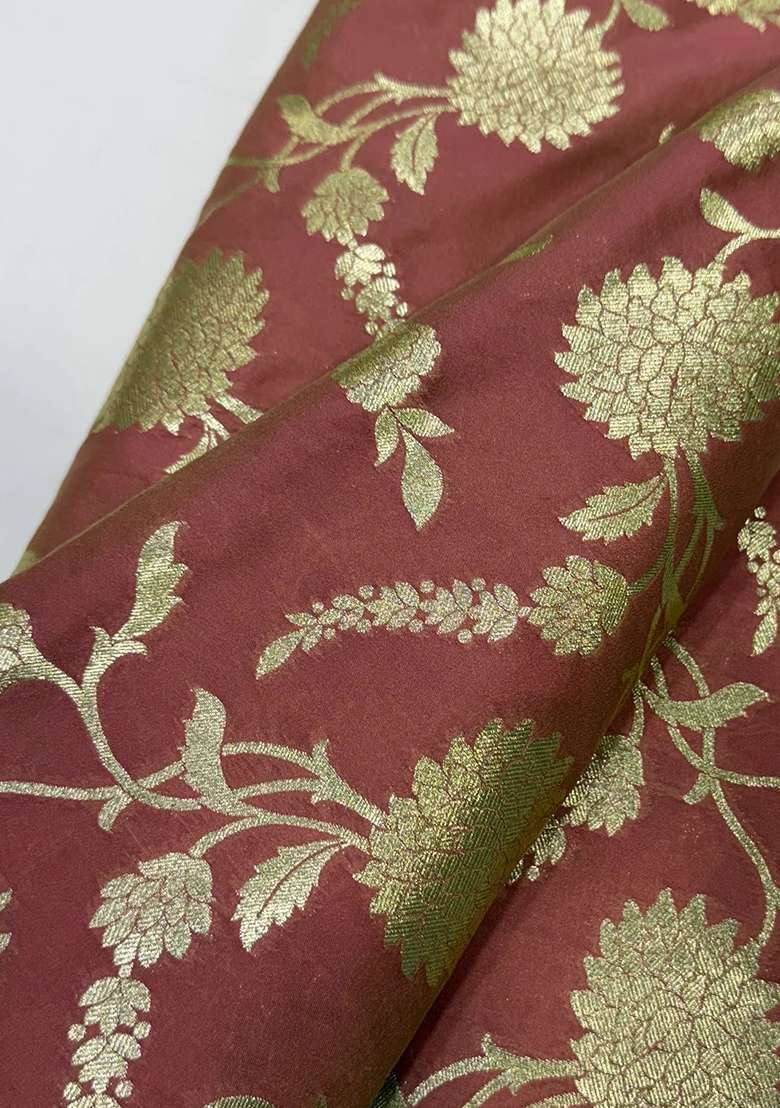 Maroon Brocade Dress for Diwali | Wedding & Festive Wear - Indya