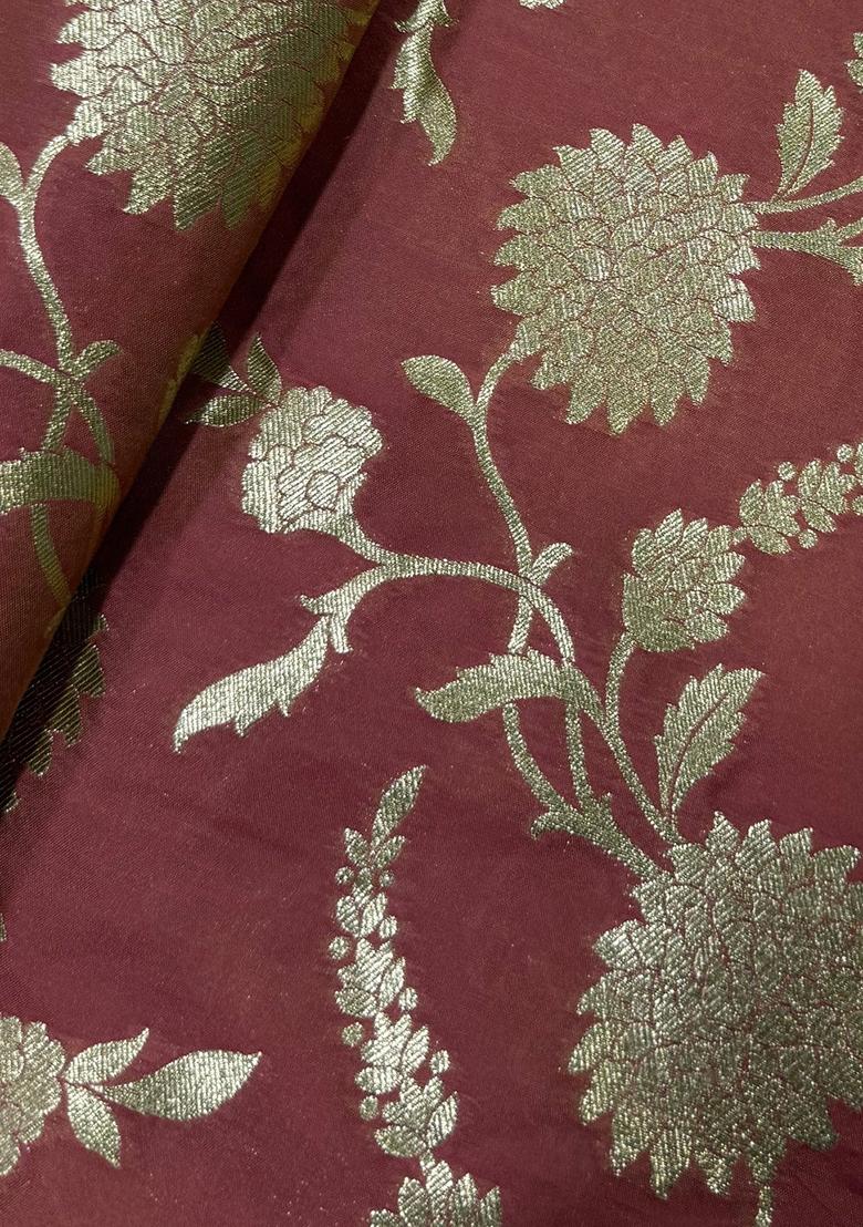 Maroon Brocade Dress - Indya