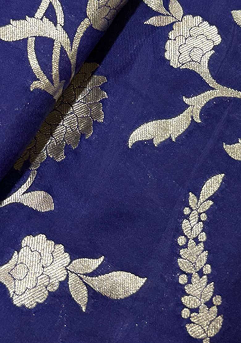 Navy Blue Brocade Dress for Diwali | Wedding & Festive Wear - Indya