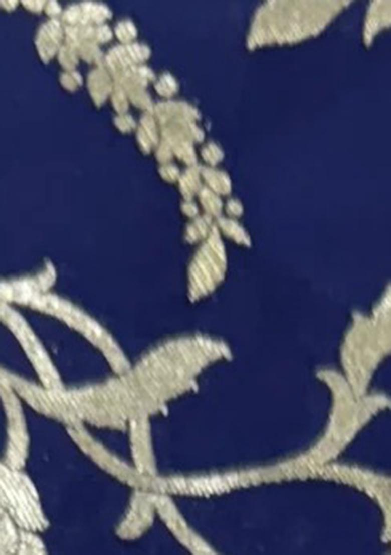 Navy Blue Brocade Dress - Indya