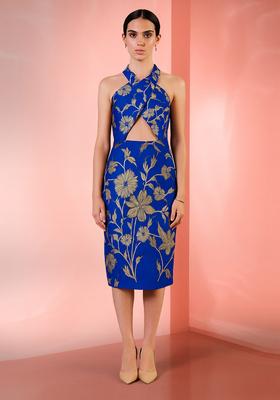 Blue Brocade Dress