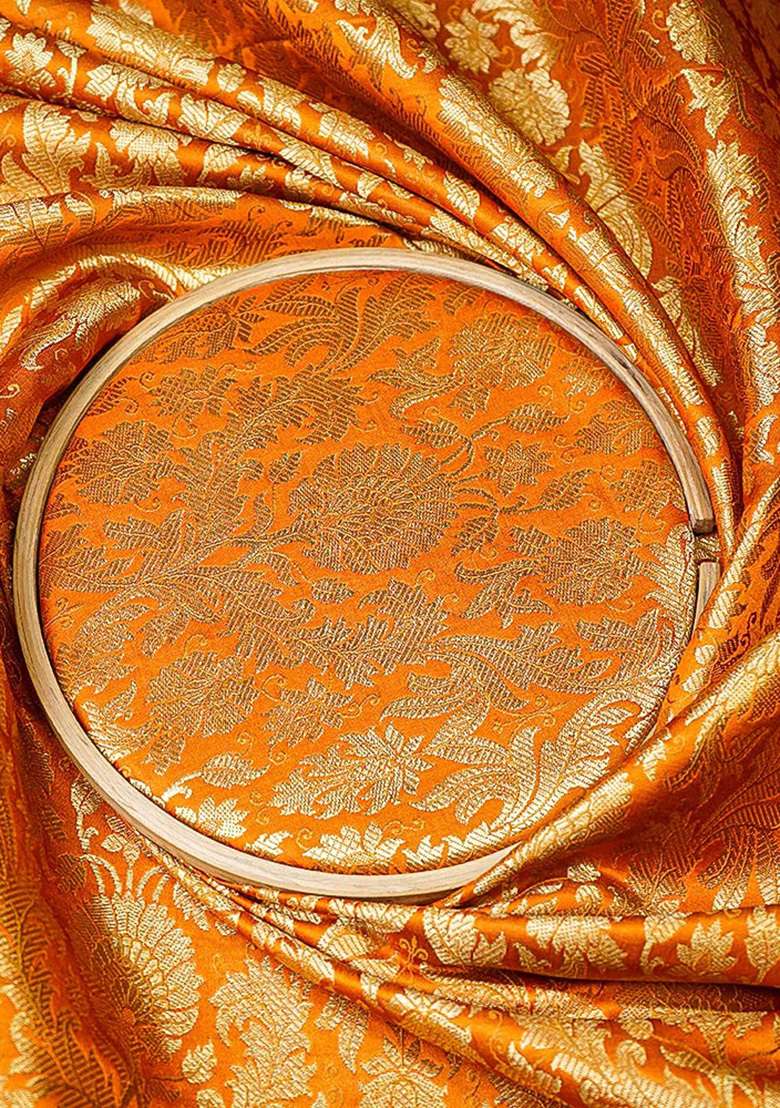 Mustard Yellow Brocade Dress for Diwali and Festive Wear - Indya
