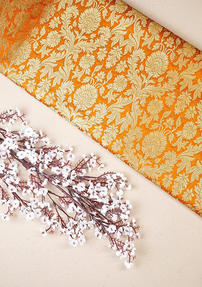 Mustard Yellow Brocade Dress - Indya