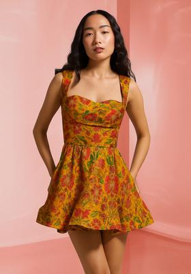 Yellow Brocade Dress