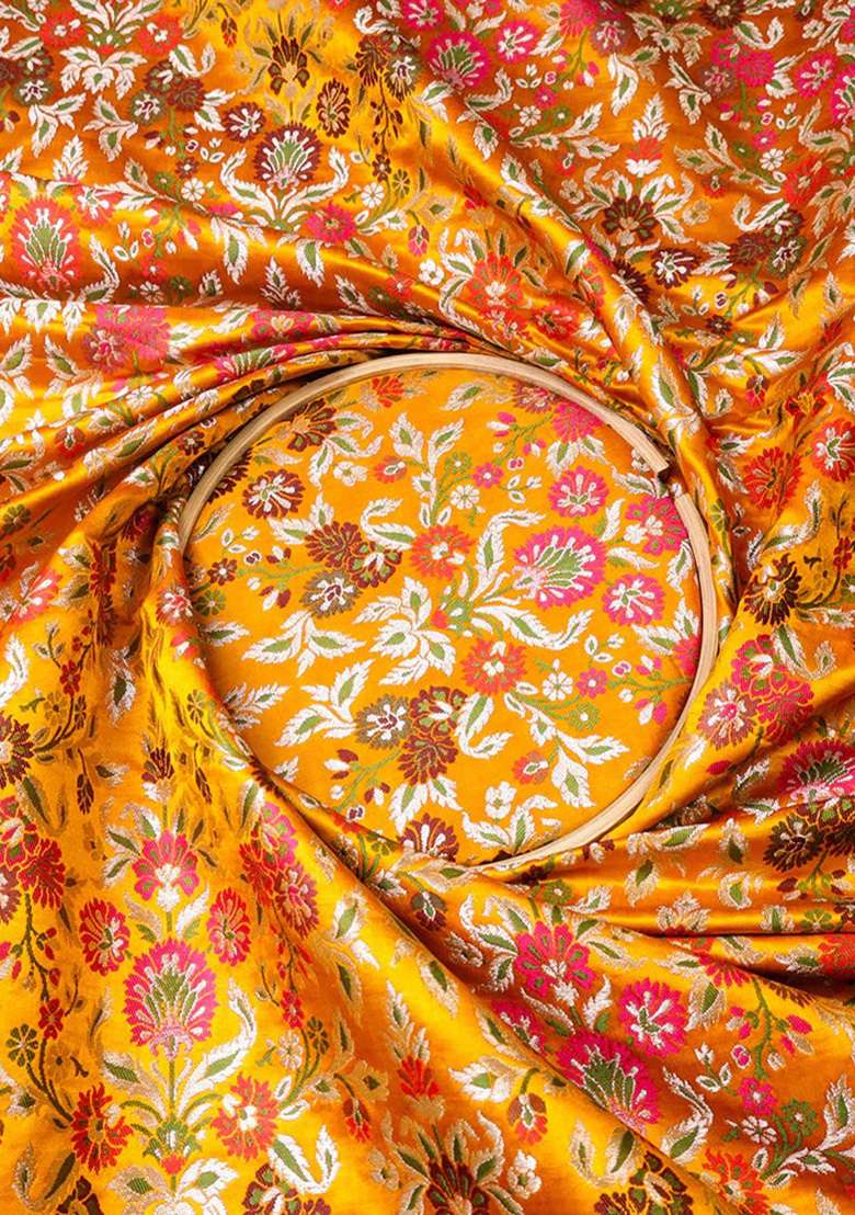 Yellow Brocade Dress - Indya