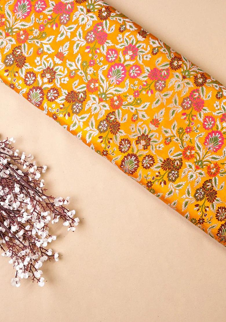 Yellow Brocade Dress - Indya