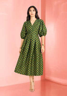 Green Brocade Dress