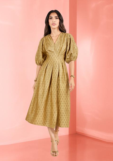 Beige Brocade Dress