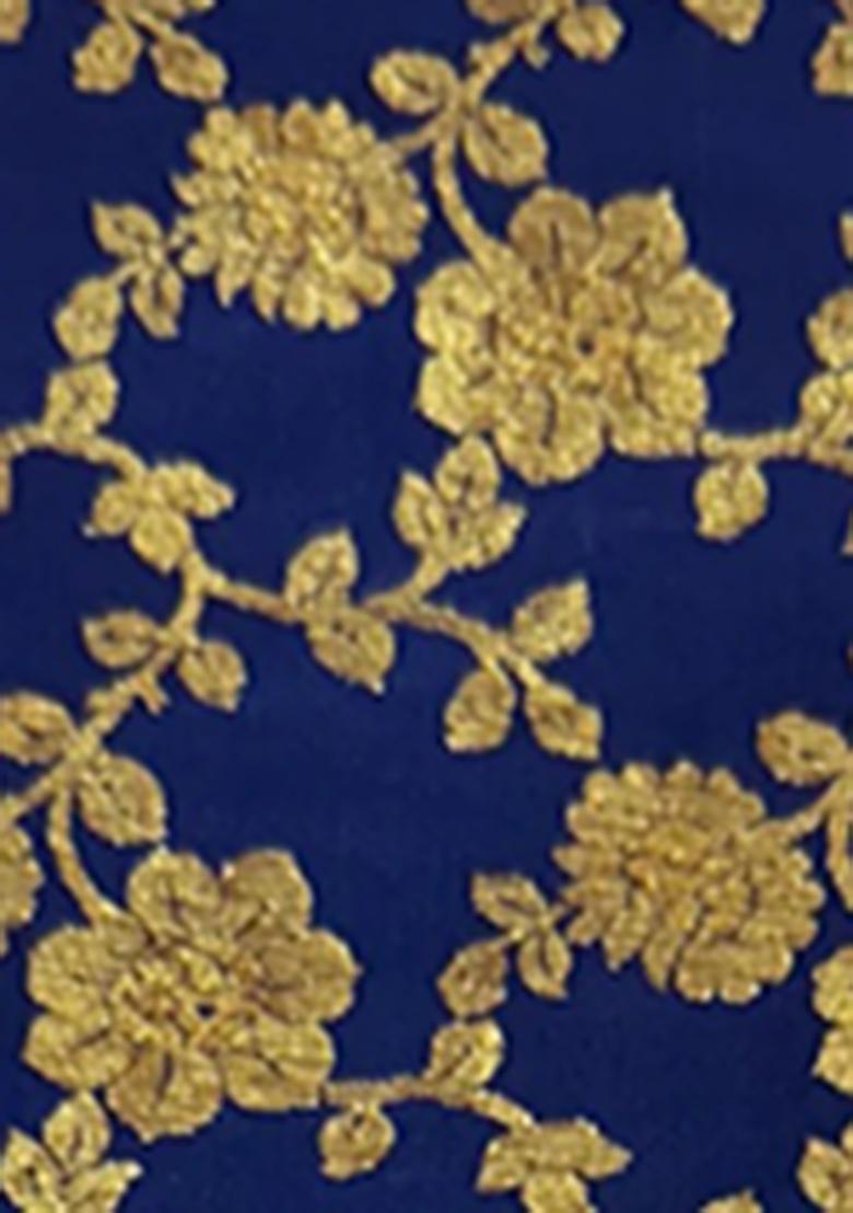 Navy Blue Brocade Dress - Indya