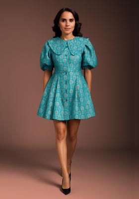 Sky Blue Brocade Dress