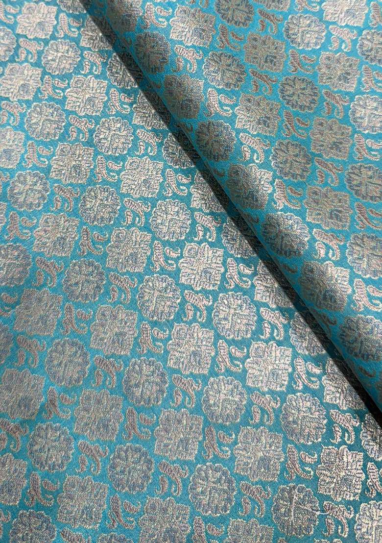 Sky Blue Brocade Dress - Indya