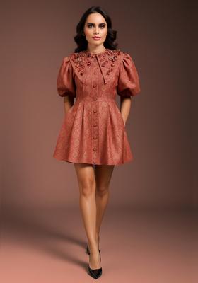 Peach Brocade Dress