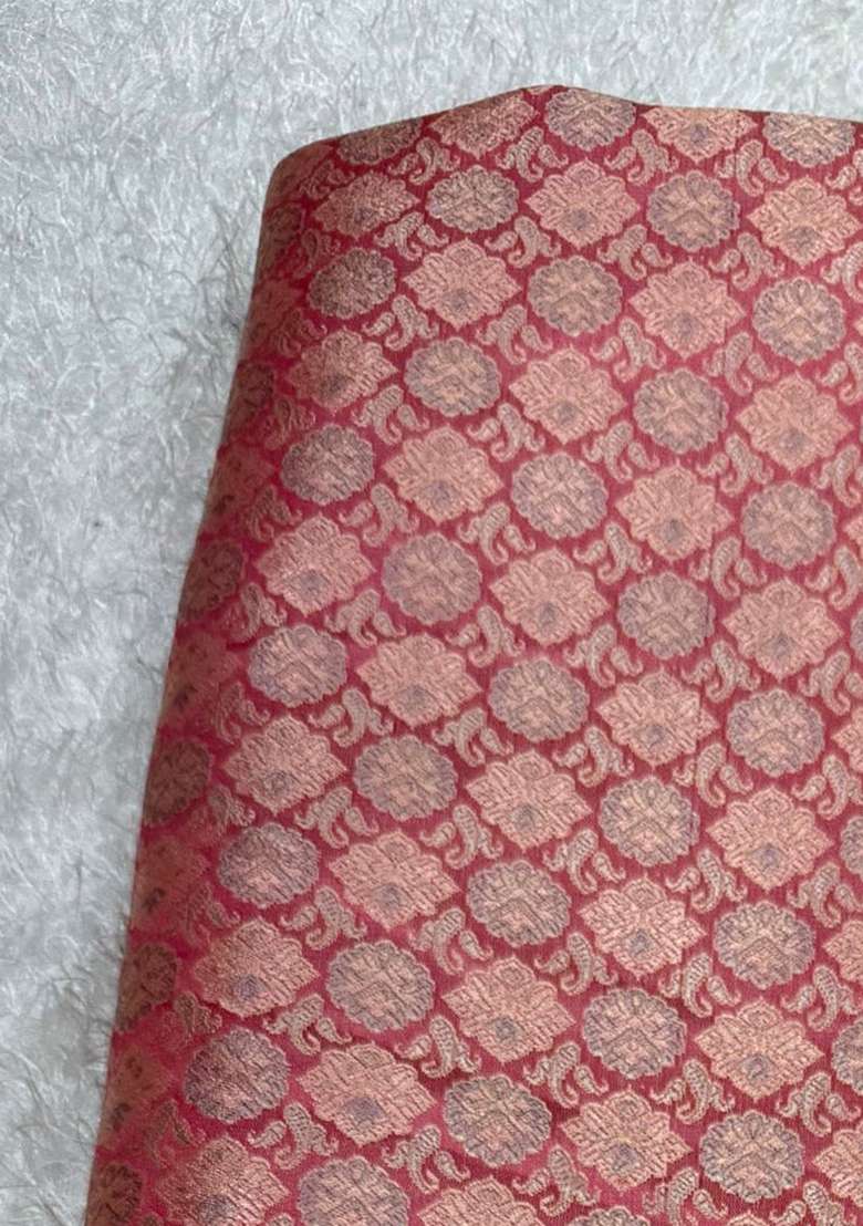 Peach Brocade Dress - Indya