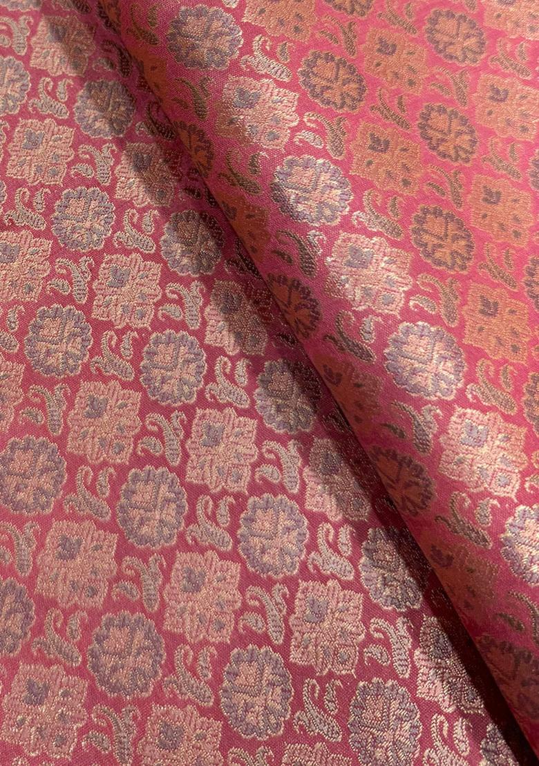 Peach Brocade Dress - Indya