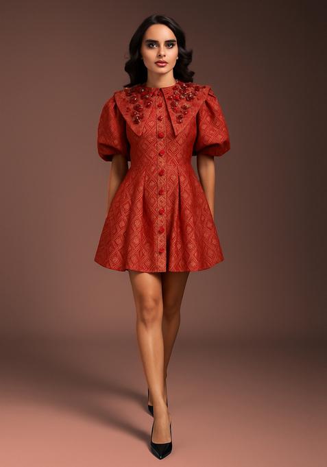 Red Brocade Dress