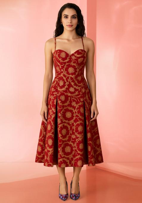 Red Brocade Dress