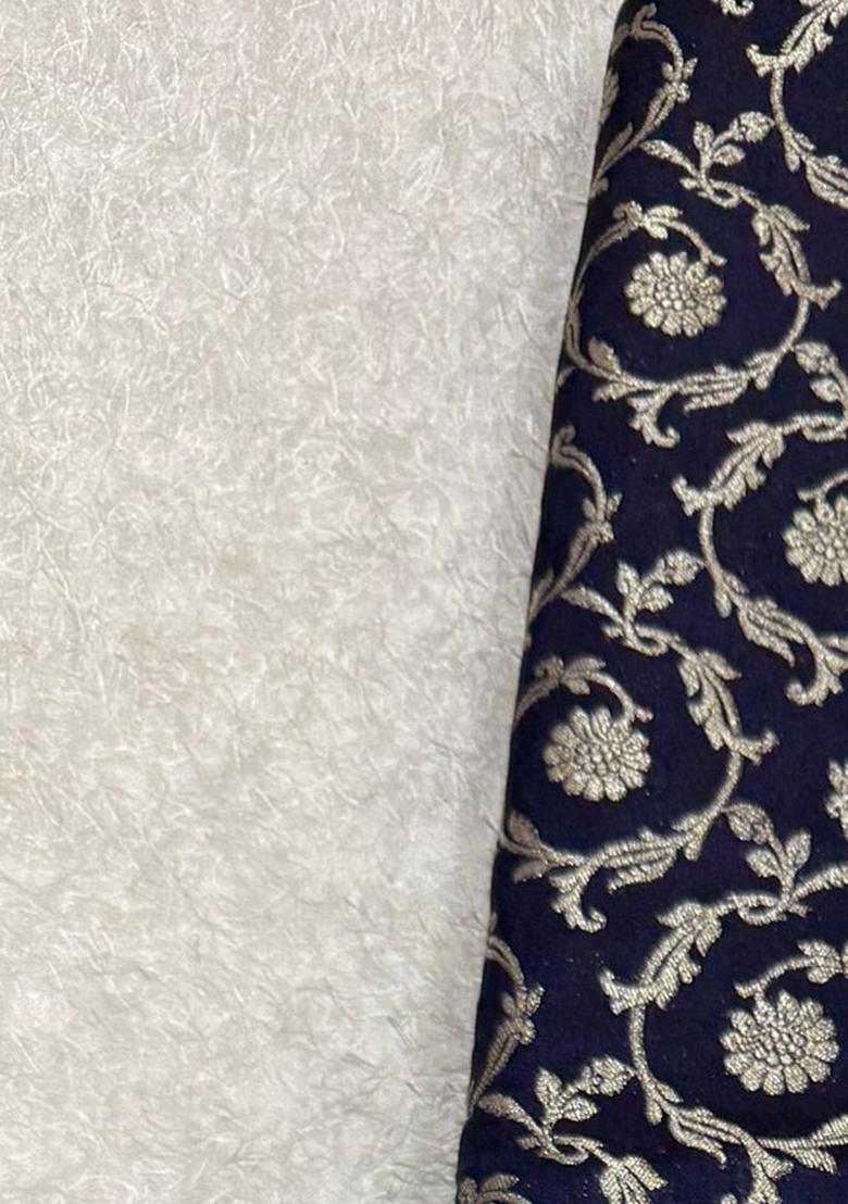 Dark Blue Brocade Dress - Indya