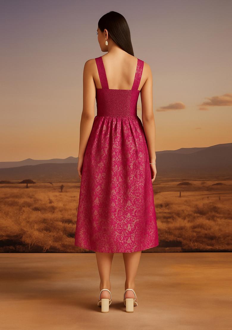 Rani Pink Brocade Dress - Indya