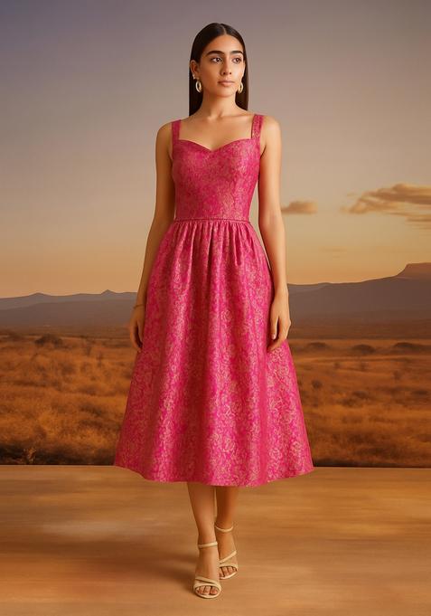 Rani Pink Brocade Dress