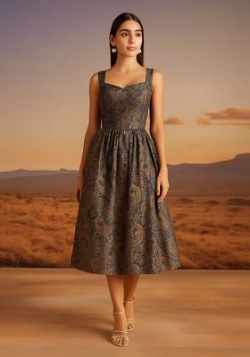 Blue Brocade Dress