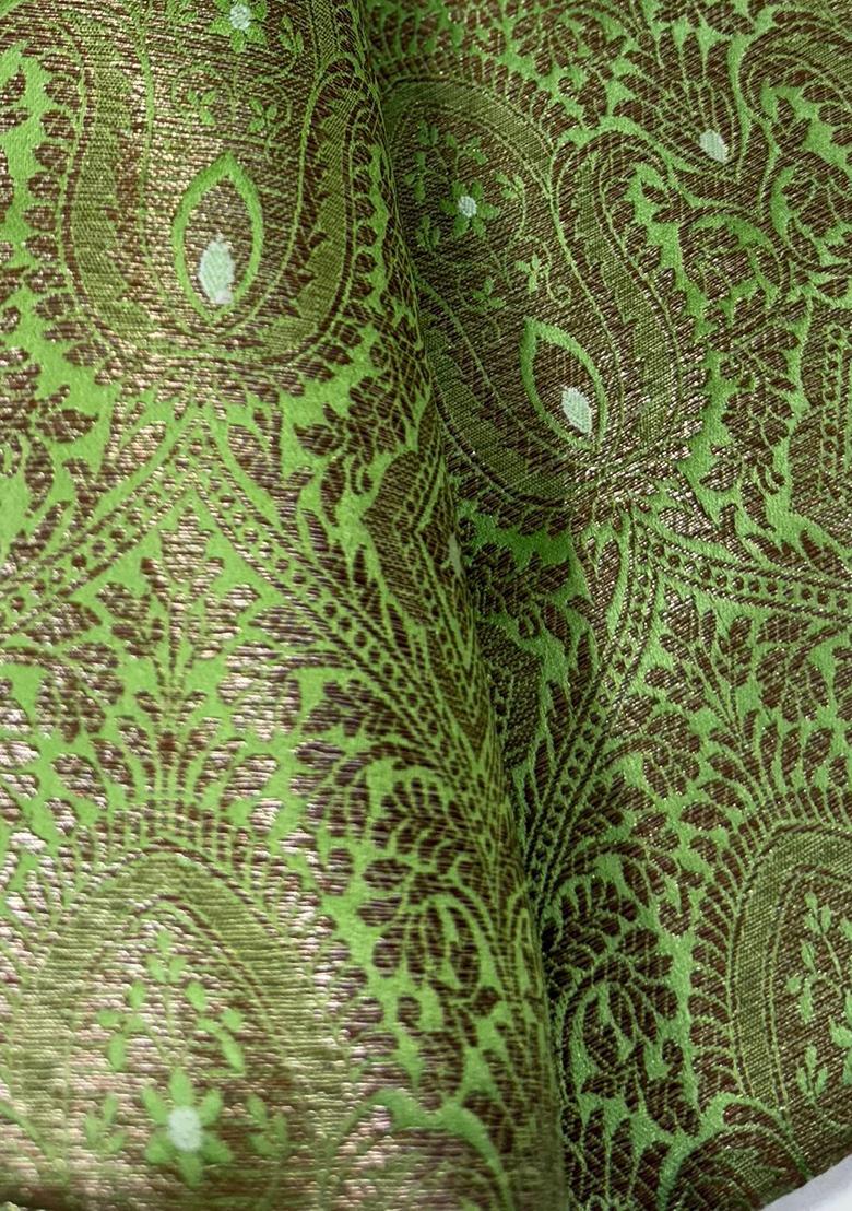 Light Green Brocade Dress - Indya