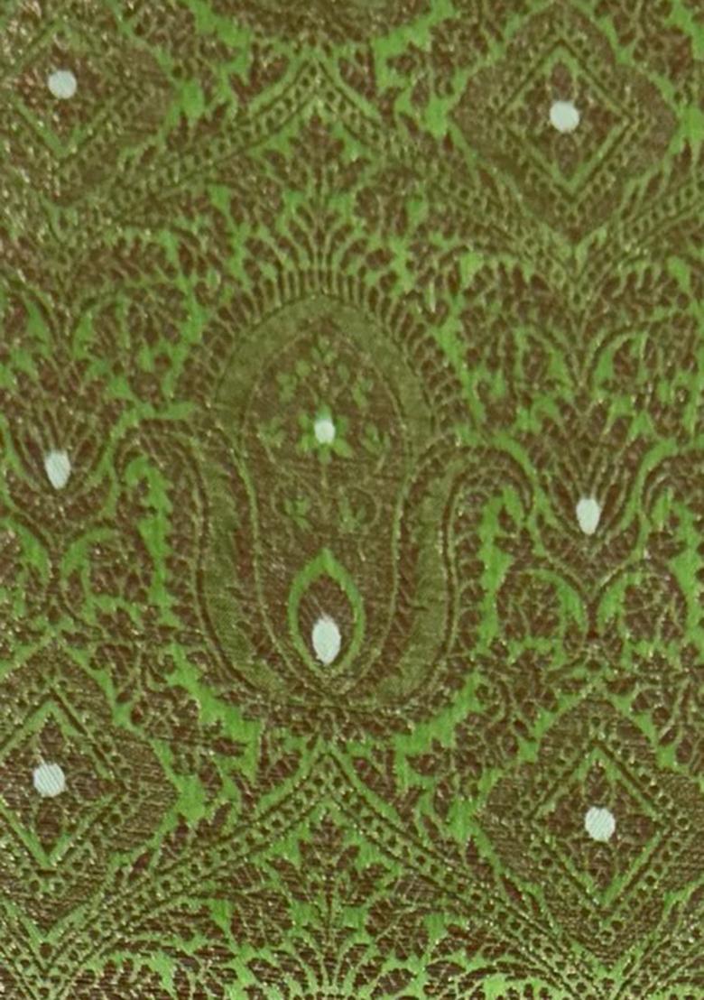 Light Green Brocade Dress - Indya