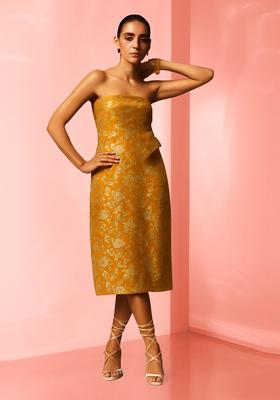 Yellow Brocade Dress