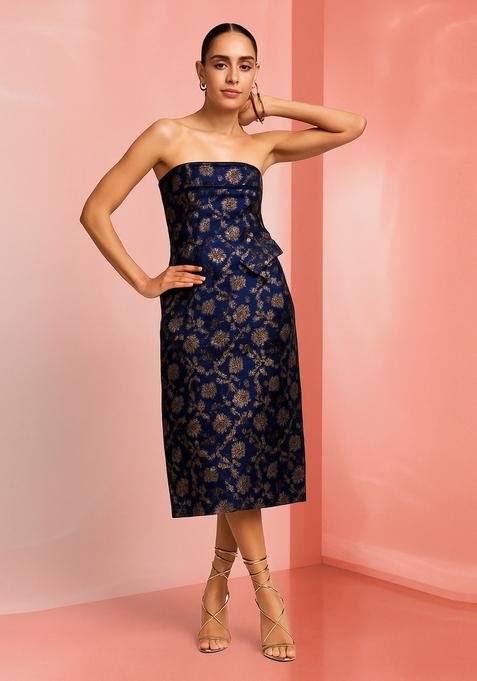 Royal Blue Brocade Dress