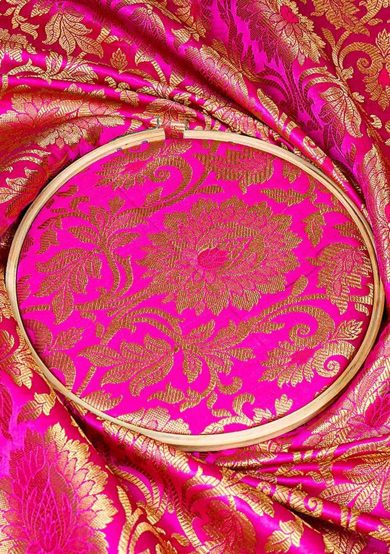 Rani Pink Brocade Dress for Diwali | Wedding & Festive Wear - Indya