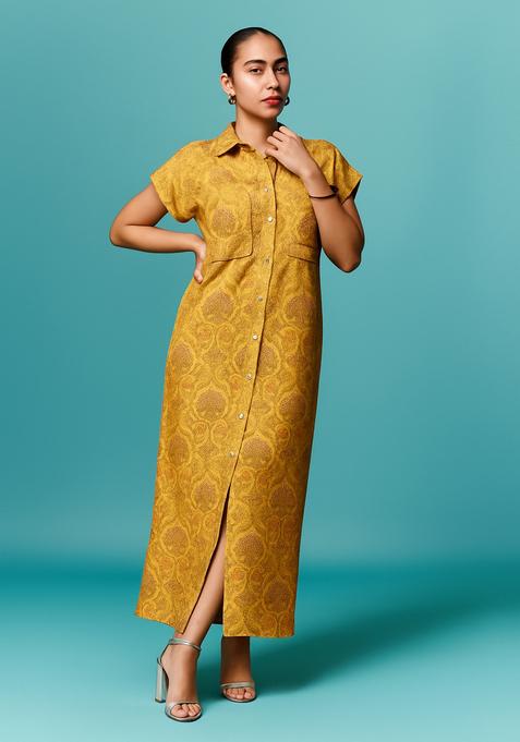Yellow Brocade Dress