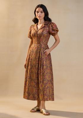 Purple Brocade Dress